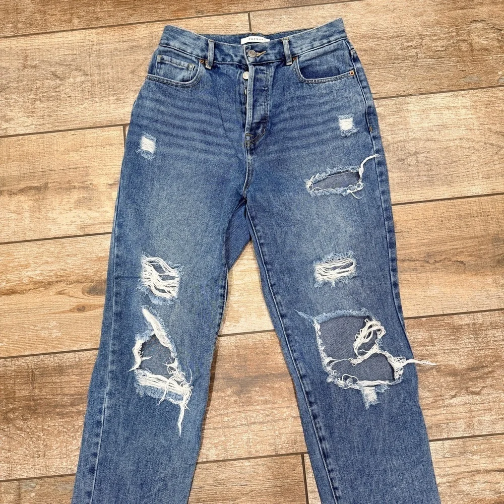 PacSun | High Rise Button Fly Straight Distressed Jeans - Picture 3 of 6